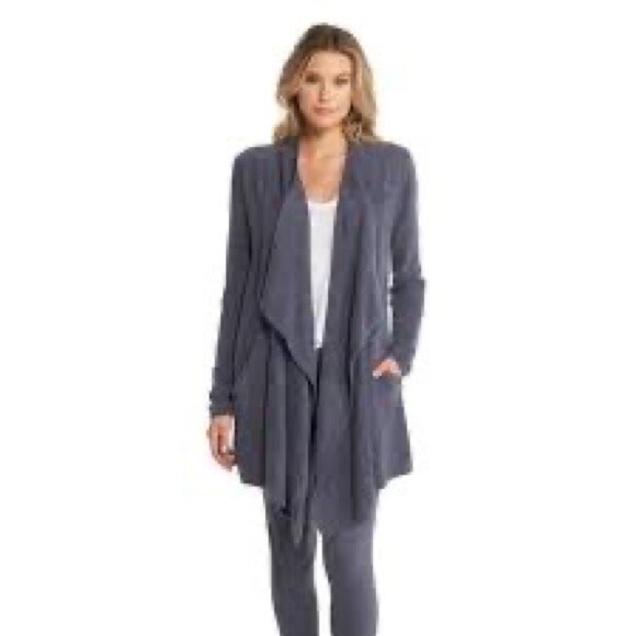 Barefoot Dreams CozyChic Lite Island Wrap Open Cardigan Slate Blue - Size - S/M - Picture 15 of 16